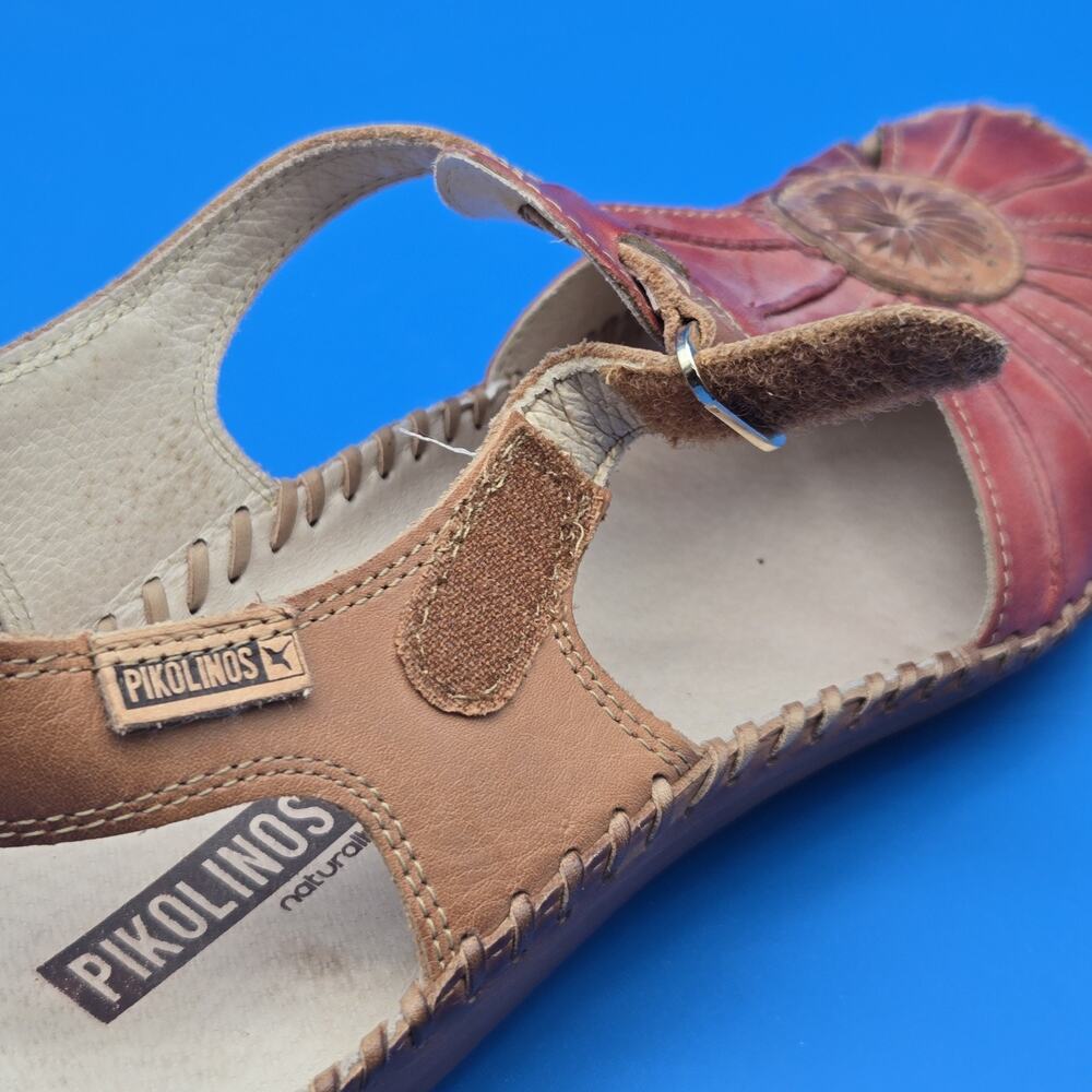 Pikolinos Puerto Vallarta Sandals Women’s 8.5 / EU 39 Sandia Red Leather - Picture 9 of 12